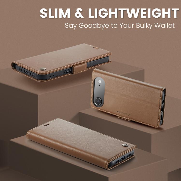 For iPhone Air CaseMe 023 Butterfly Buckle Litchi Texture RFID Anti-theft Leather Phone Case(Brown) by CaseMe