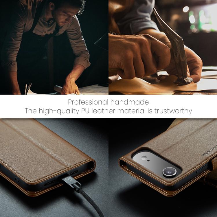 For iPhone Air CaseMe 023 Butterfly Buckle Litchi Texture RFID Anti-theft Leather Phone Case(Brown) by CaseMe