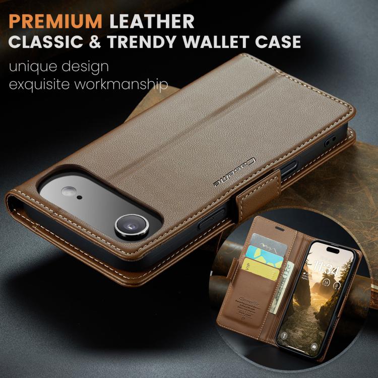 For iPhone Air CaseMe 023 Butterfly Buckle Litchi Texture RFID Anti-theft Leather Phone Case(Brown) by CaseMe