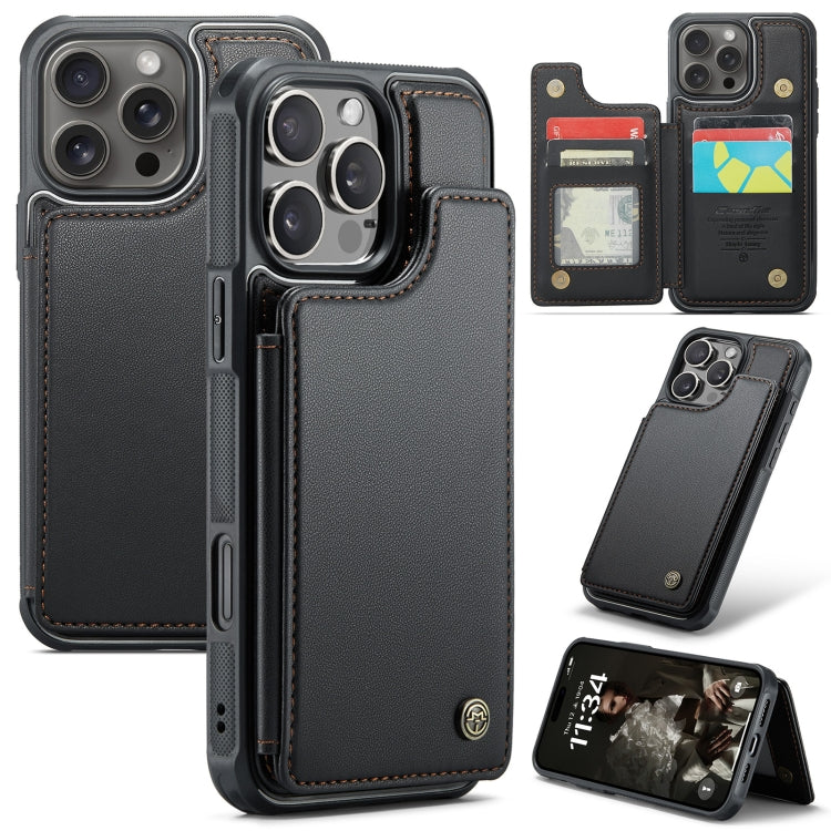 For iPhone 16 Pro Max CaseMe C22 Card Slots Holder RFID Anti-theft Phone Case(Black) by CaseMe