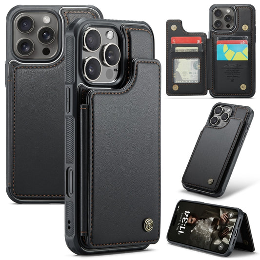 For iPhone 16 Pro Max CaseMe C22 Card Slots Holder RFID Anti-theft Phone Case(Black) by CaseMe