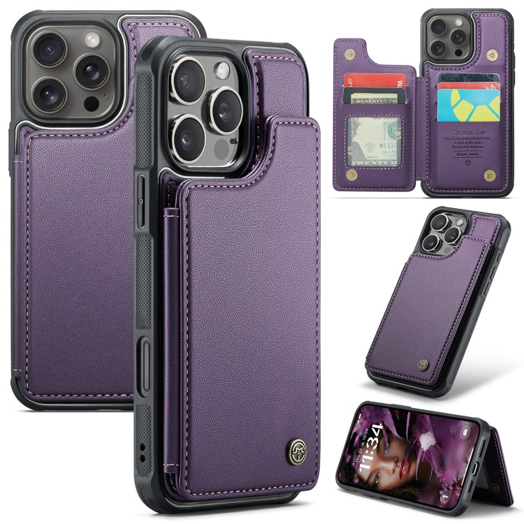 For iPhone 16 Pro Max CaseMe C22 Card Slots Holder RFID Anti-theft Phone Case(Purple) by CaseMe