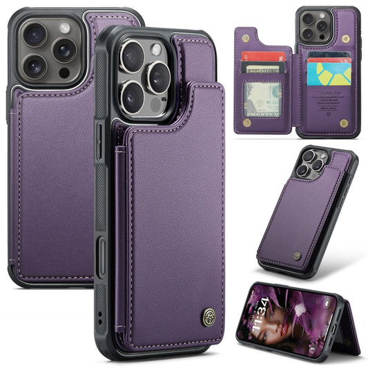 For iPhone 16 Pro Max CaseMe C22 Card Slots Holder RFID Anti-theft Phone Case(Purple) by CaseMe