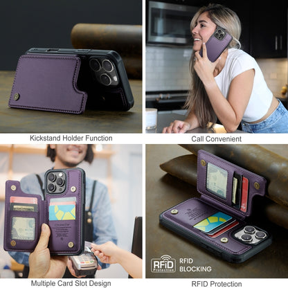 For iPhone 16 Pro Max CaseMe C22 Card Slots Holder RFID Anti-theft Phone Case(Purple) by CaseMe