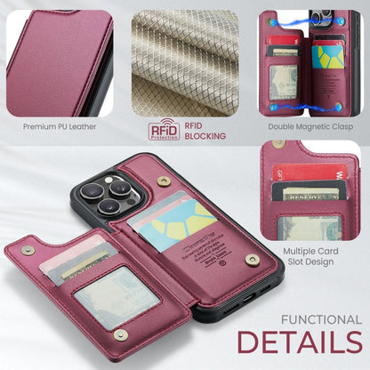 For iPhone 16 Pro Max CaseMe C22 Card Slots Holder RFID Anti-theft Phone Case(Red) by CaseMe