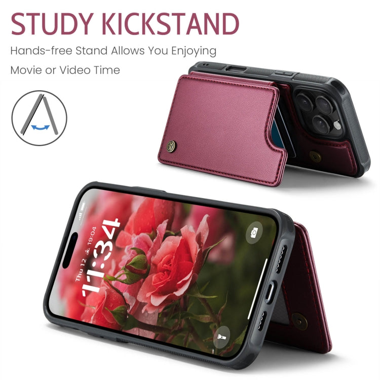 For iPhone 16 Pro Max CaseMe C22 Card Slots Holder RFID Anti-theft Phone Case(Red) by CaseMe