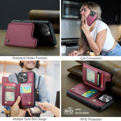 For iPhone 16 Pro Max CaseMe C22 Card Slots Holder RFID Anti-theft Phone Case(Red) by CaseMe