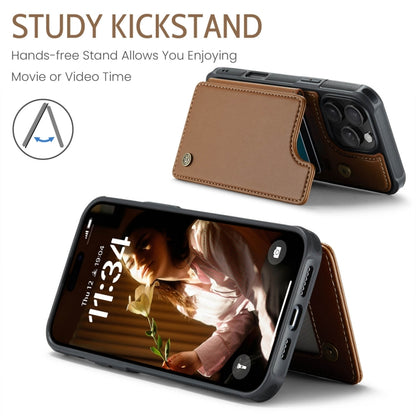 For iPhone 16 Pro CaseMe C22 Card Slots Holder RFID Anti-theft Phone Case(Brown) by CaseMe