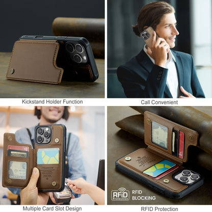 For iPhone 16 Pro CaseMe C22 Card Slots Holder RFID Anti-theft Phone Case(Brown) by CaseMe