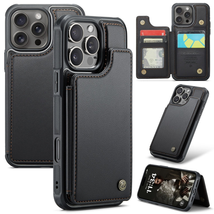For iPhone 16 Pro CaseMe C22 Card Slots Holder RFID Anti-theft Phone Case(Black) by CaseMe