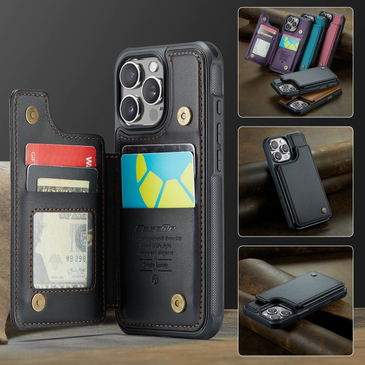 For iPhone 16 Pro CaseMe C22 Card Slots Holder RFID Anti-theft Phone Case(Black) by CaseMe
