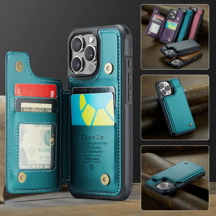 For iPhone 16 Pro CaseMe C22 Card Slots Holder RFID Anti-theft Phone Case(Green) by CaseMe