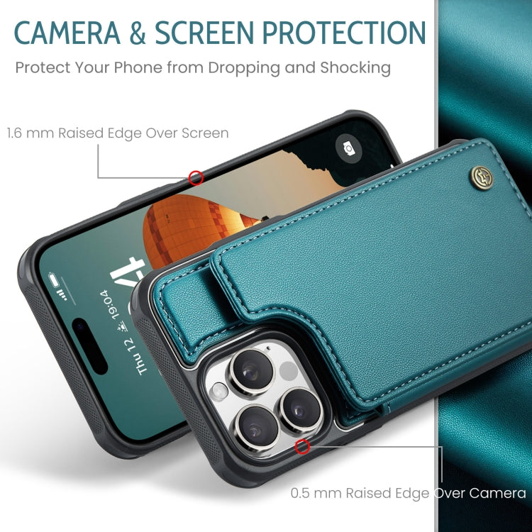 For iPhone 16 Pro CaseMe C22 Card Slots Holder RFID Anti-theft Phone Case(Green) by CaseMe