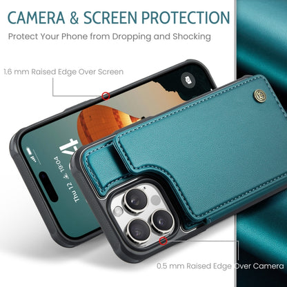 For iPhone 16 Pro CaseMe C22 Card Slots Holder RFID Anti-theft Phone Case(Green) by CaseMe