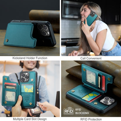 For iPhone 16 Pro CaseMe C22 Card Slots Holder RFID Anti-theft Phone Case(Green) by CaseMe