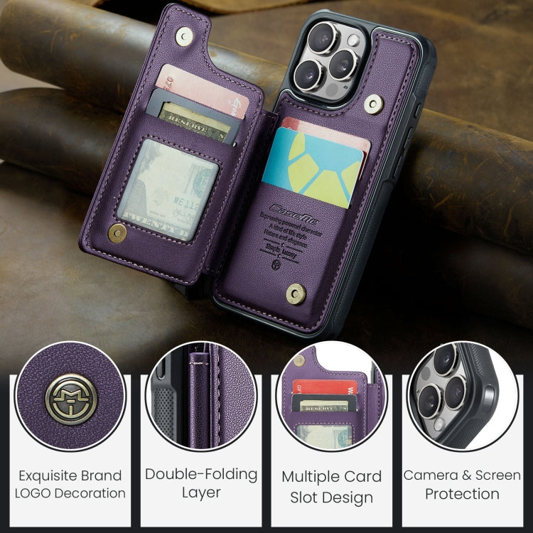 For iPhone 16 Pro CaseMe C22 Card Slots Holder RFID Anti-theft Phone Case(Purple) by CaseMe
