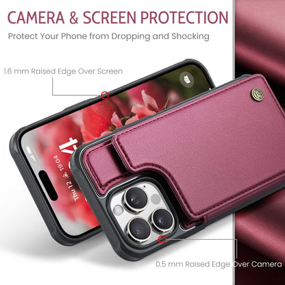 For iPhone 16 Pro CaseMe C22 Card Slots Holder RFID Anti-theft Phone Case(Red) by CaseMe
