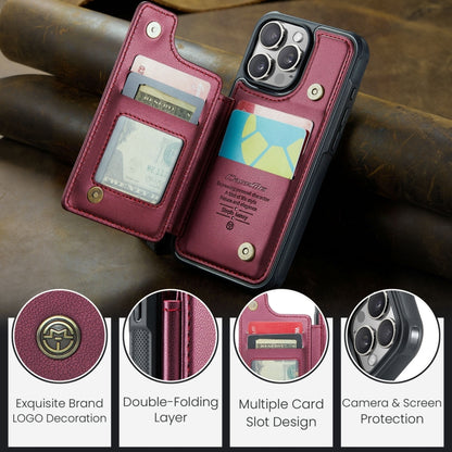 For iPhone 16 Pro CaseMe C22 Card Slots Holder RFID Anti-theft Phone Case(Red) by CaseMe