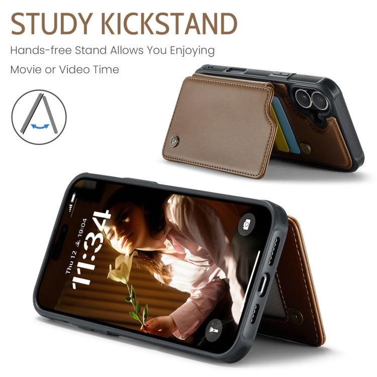 For iPhone 16 CaseMe C22 Card Slots Holder RFID Anti-theft Phone Case(Brown) by CaseMe