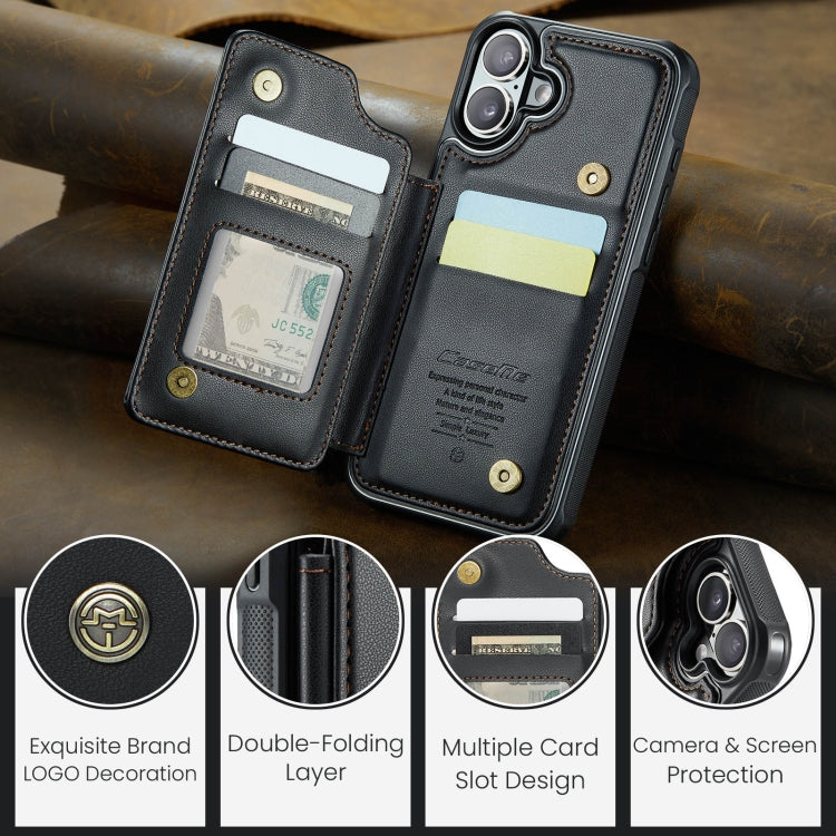 For iPhone 16 CaseMe C22 Card Slots Holder RFID Anti-theft Phone Case(Black) by CaseMe