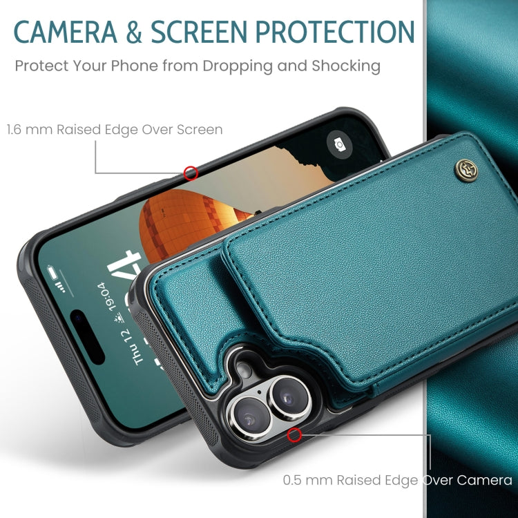 For iPhone 16 CaseMe C22 Card Slots Holder RFID Anti-theft Phone Case(Green) by CaseMe