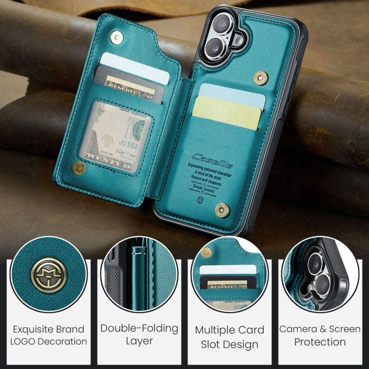For iPhone 16 CaseMe C22 Card Slots Holder RFID Anti-theft Phone Case(Green) by CaseMe