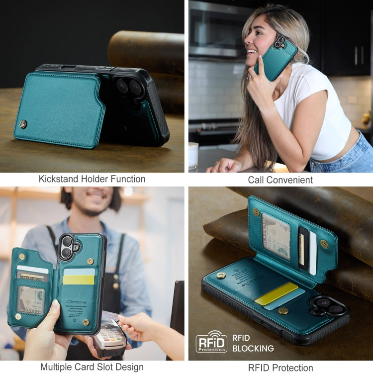 For iPhone 16 CaseMe C22 Card Slots Holder RFID Anti-theft Phone Case(Green) by CaseMe