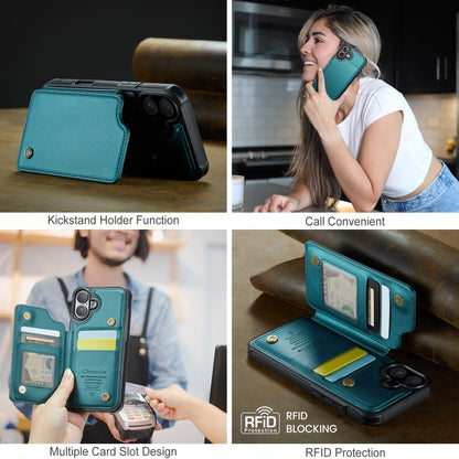 For iPhone 16 CaseMe C22 Card Slots Holder RFID Anti-theft Phone Case(Green) by CaseMe