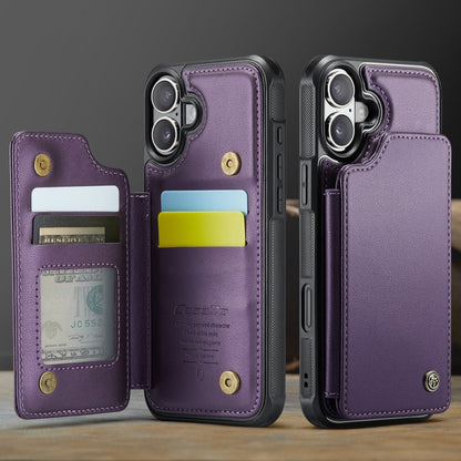 For iPhone 16 CaseMe C22 Card Slots Holder RFID Anti-theft Phone Case(Purple) by CaseMe