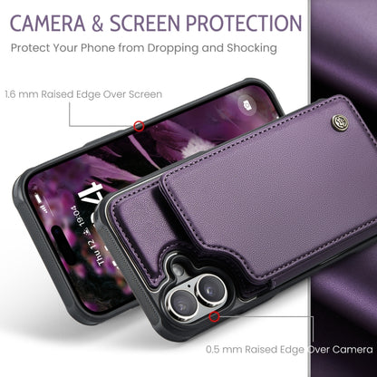 For iPhone 16 CaseMe C22 Card Slots Holder RFID Anti-theft Phone Case(Purple) by CaseMe