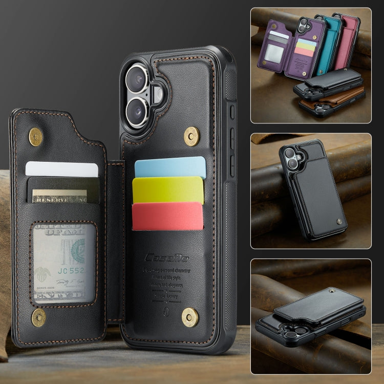 For iPhone 16 Plus CaseMe C22 Card Slots Holder RFID Anti-theft Phone Case(Black) by CaseMe