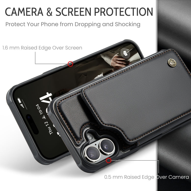 For iPhone 16 Plus CaseMe C22 Card Slots Holder RFID Anti-theft Phone Case(Black) by CaseMe