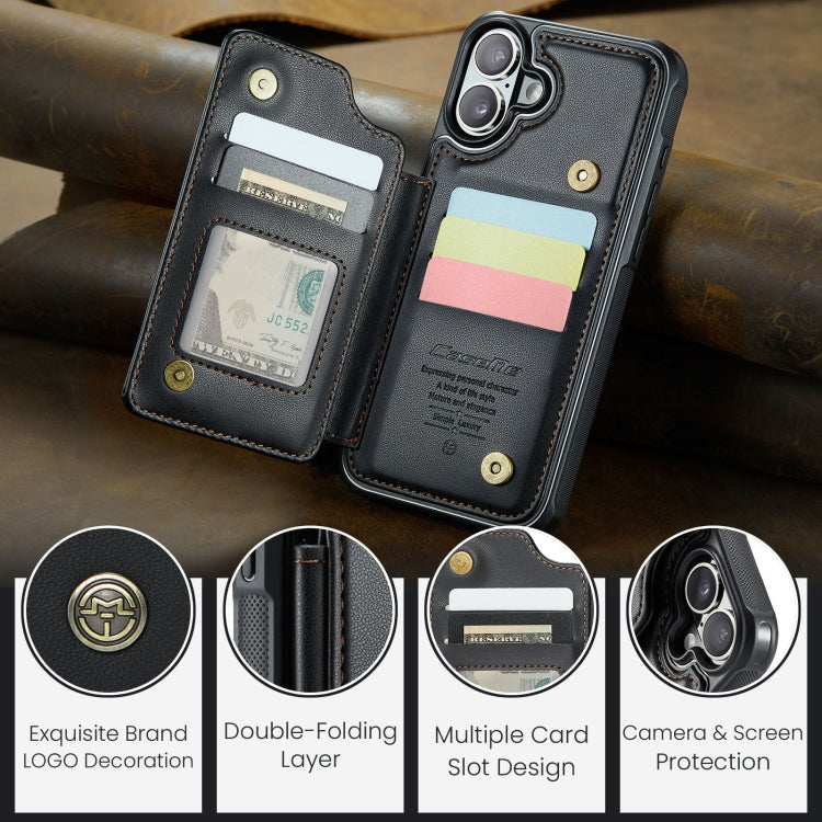 For iPhone 16 Plus CaseMe C22 Card Slots Holder RFID Anti-theft Phone Case(Black) by CaseMe