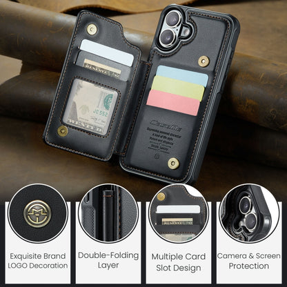 For iPhone 16 Plus CaseMe C22 Card Slots Holder RFID Anti-theft Phone Case(Black) by CaseMe
