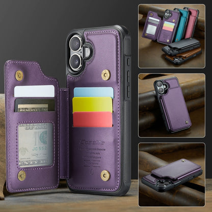 For iPhone 16 Plus CaseMe C22 Card Slots Holder RFID Anti-theft Phone Case(Purple) by CaseMe