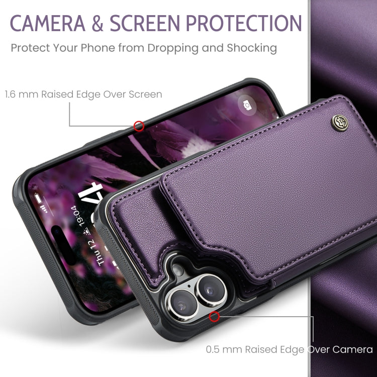 For iPhone 16 Plus CaseMe C22 Card Slots Holder RFID Anti-theft Phone Case(Purple) by CaseMe