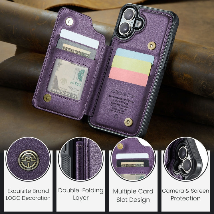 For iPhone 16 Plus CaseMe C22 Card Slots Holder RFID Anti-theft Phone Case(Purple) by CaseMe