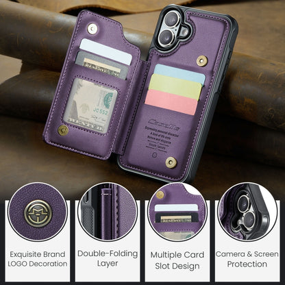 For iPhone 16 Plus CaseMe C22 Card Slots Holder RFID Anti-theft Phone Case(Purple) by CaseMe