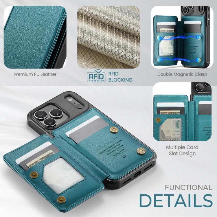 For iPhone 17 Pro CaseMe C22 Card Slots Holder RFID Anti-theft Phone Case(Green) by CaseMe
