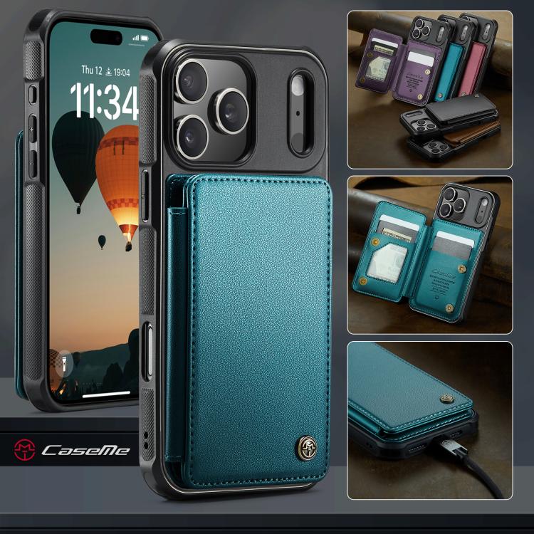 For iPhone 17 Pro CaseMe C22 Card Slots Holder RFID Anti-theft Phone Case(Green) by CaseMe