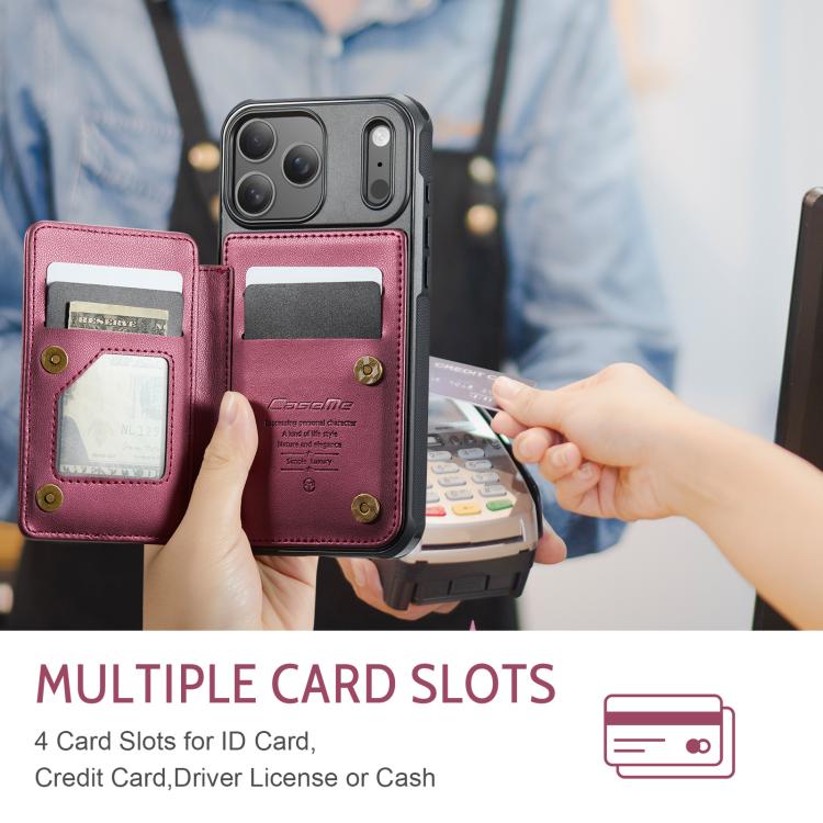 For iPhone 17 Pro CaseMe C22 Card Slots Holder RFID Anti-theft Phone Case(Red) by CaseMe