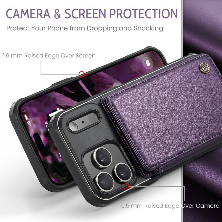 For iPhone 17 Pro CaseMe C22 Card Slots Holder RFID Anti-theft Phone Case(Purple) by CaseMe