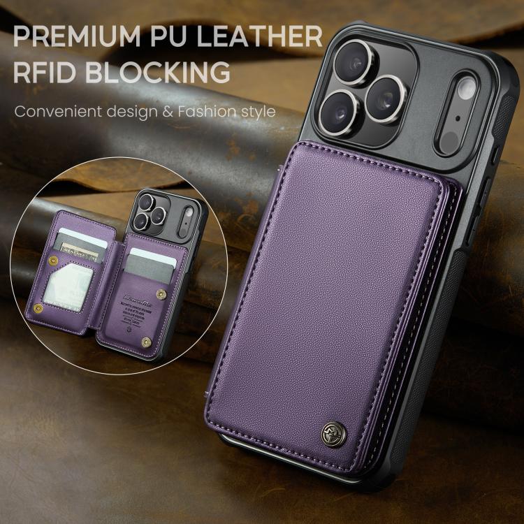 For iPhone 17 Pro CaseMe C22 Card Slots Holder RFID Anti-theft Phone Case(Purple) by CaseMe