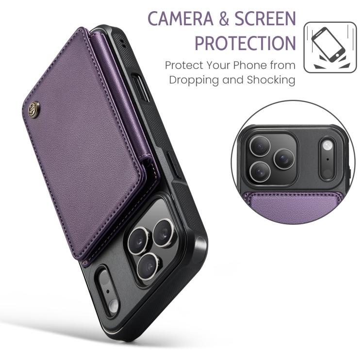 For iPhone 17 Pro CaseMe C22 Card Slots Holder RFID Anti-theft Phone Case(Purple) by CaseMe