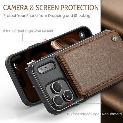 For iPhone 17 Pro Max CaseMe C22 Card Slots Holder RFID Anti-theft Phone Case(Brown) by CaseMe