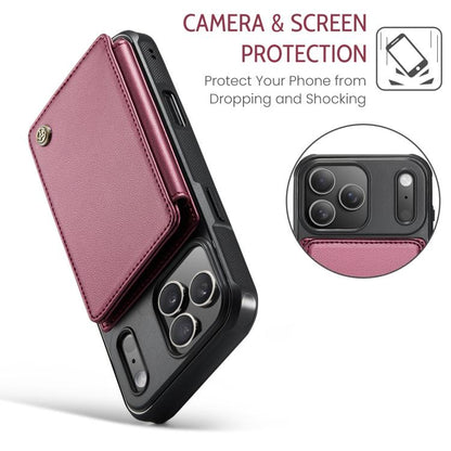 For iPhone 17 Pro Max CaseMe C22 Card Slots Holder RFID Anti-theft Phone Case(Red) by CaseMe
