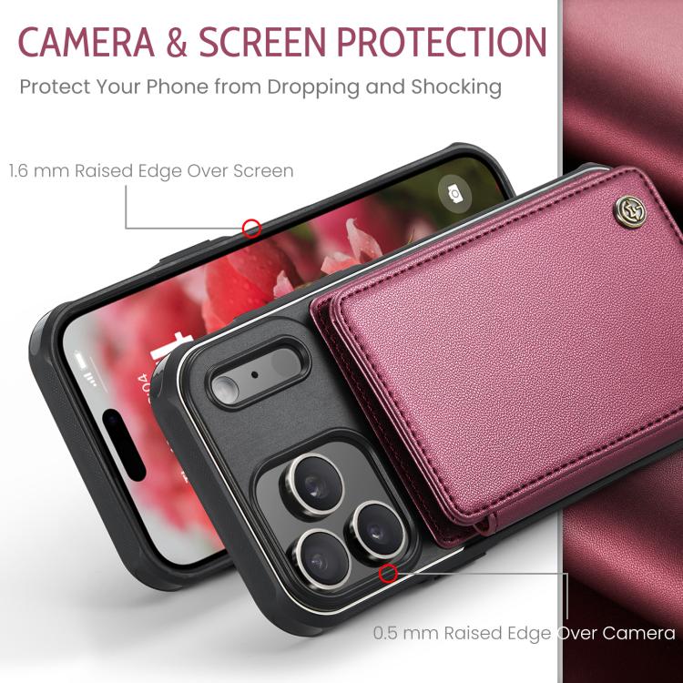 For iPhone 17 Pro Max CaseMe C22 Card Slots Holder RFID Anti-theft Phone Case(Red) by CaseMe