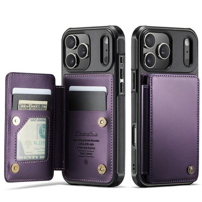 For iPhone 17 Pro Max CaseMe C22 Card Slots Holder RFID Anti-theft Phone Case(Purple) by CaseMe