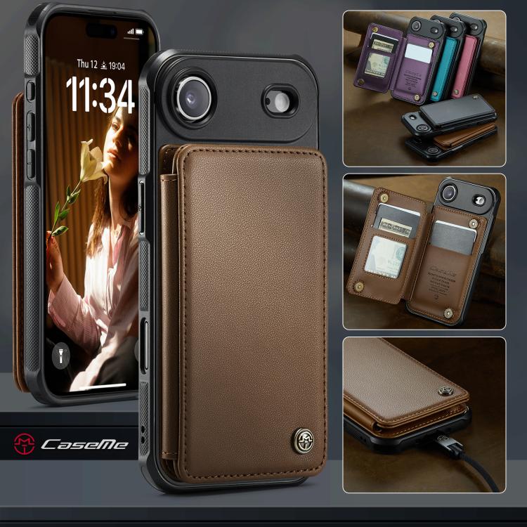 For iPhone Air CaseMe C22 Card Slots Holder RFID Anti-theft Phone Case(Brown) by CaseMe