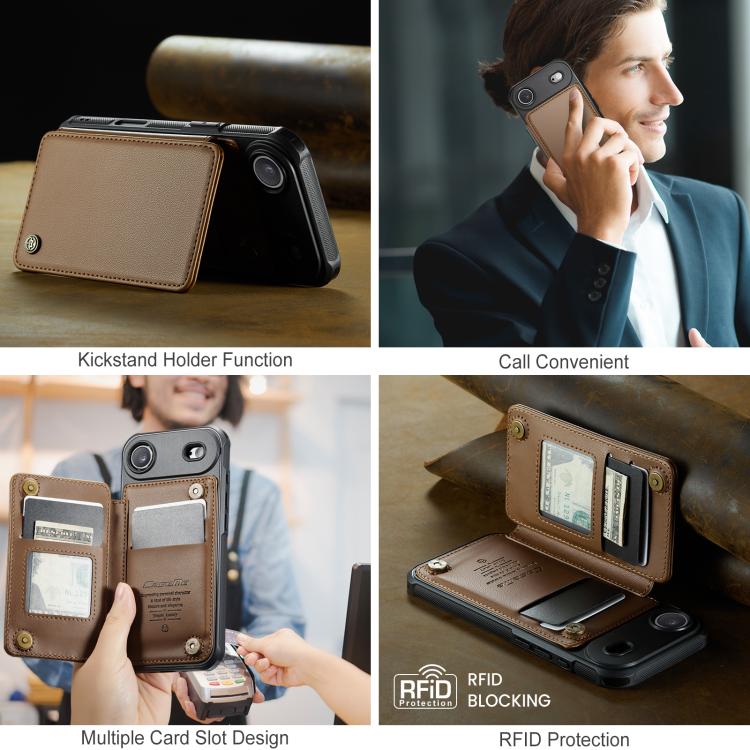 For iPhone Air CaseMe C22 Card Slots Holder RFID Anti-theft Phone Case(Brown) by CaseMe